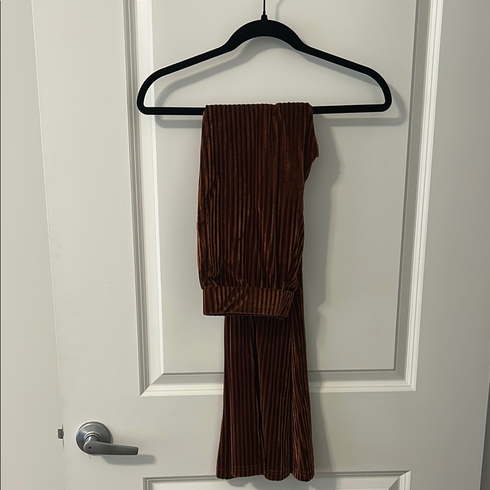 Velvet Flare Bottom Pants from Shein